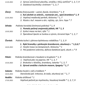 Jídelníček 11. 1. 2021