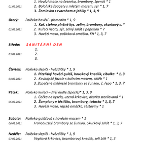 Jídelníček 1. 2. 2021