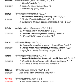 Jídelníček 30. 3. 2026