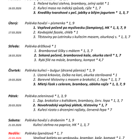 Jídelníček 16. 3. 2026