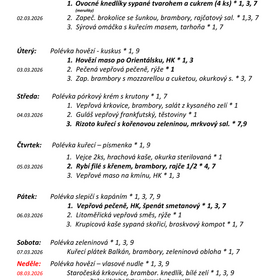 Jídelníček 2. 3. 2026