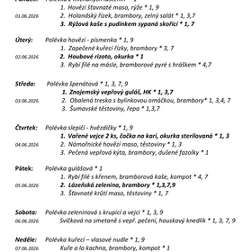 Jídelníček 1. 6. 2026