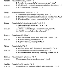 Jídelníček 15. 6. 2026