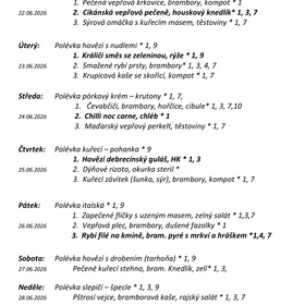 Jídelníček 22. 6. 2026