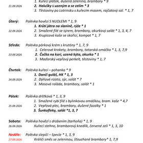 Jídelníček 21. 9. 2026